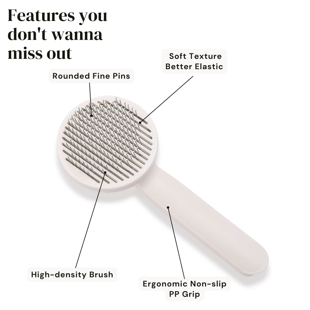 Self-cleaning slicker brush detail