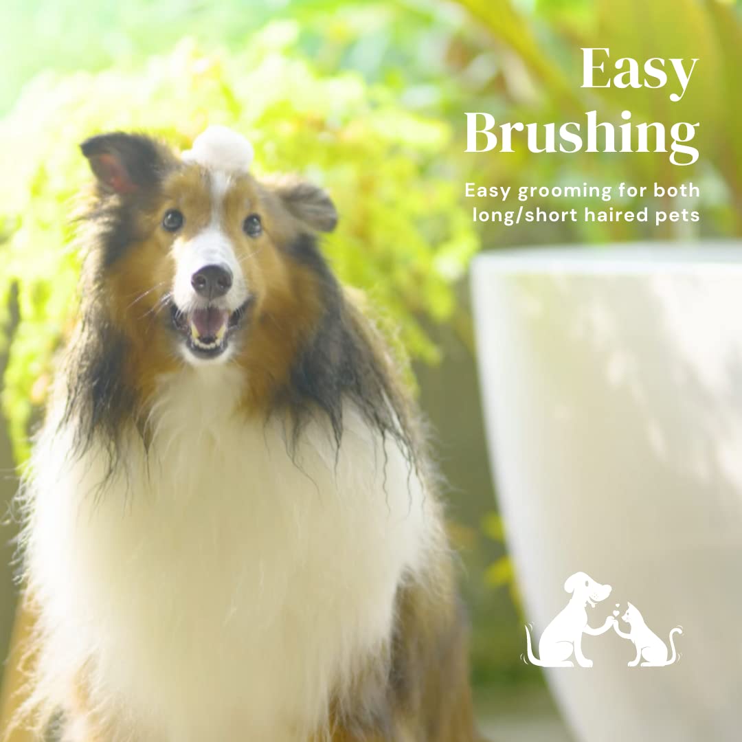Self-cleaning slicker brush detail
