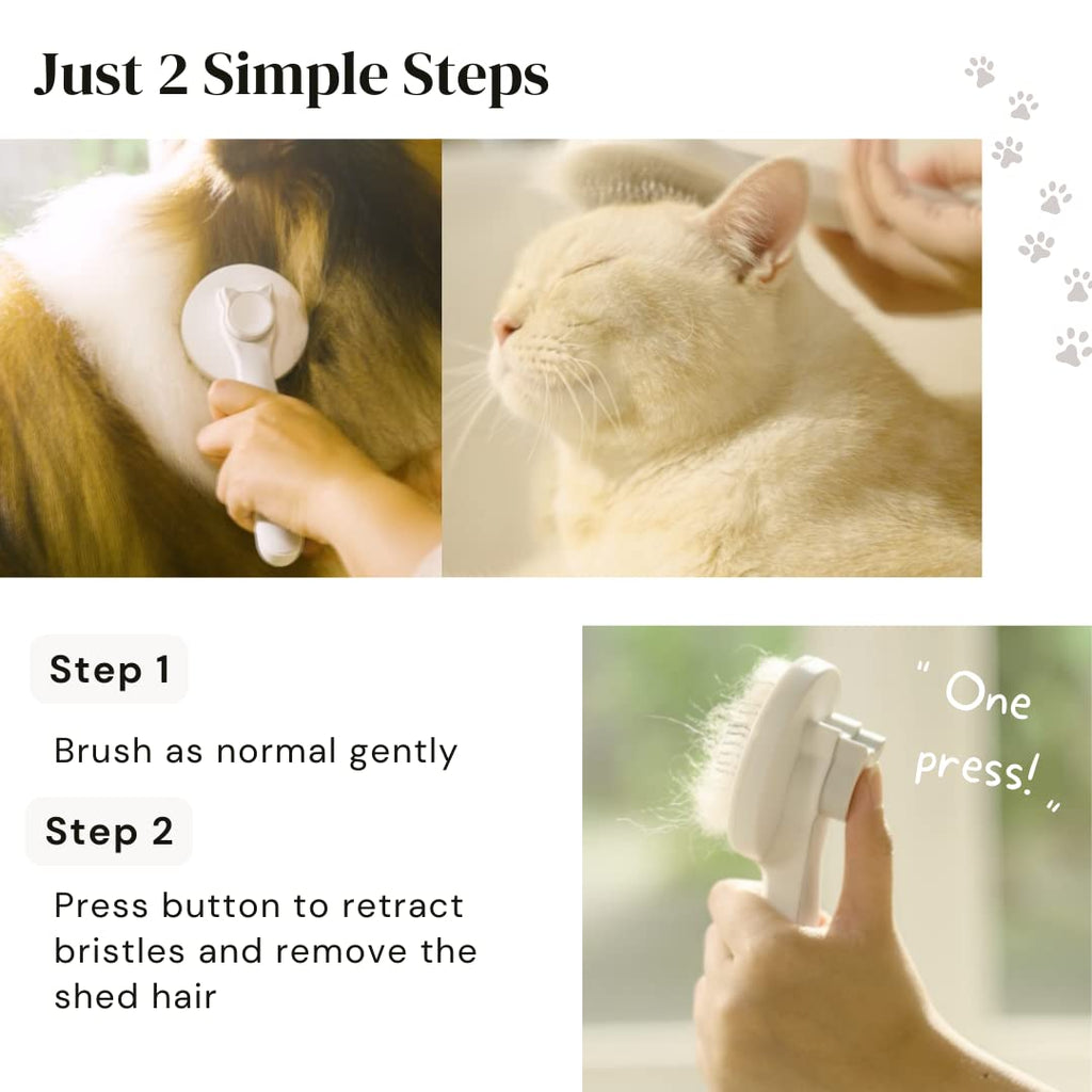 Self-cleaning slicker brush detail