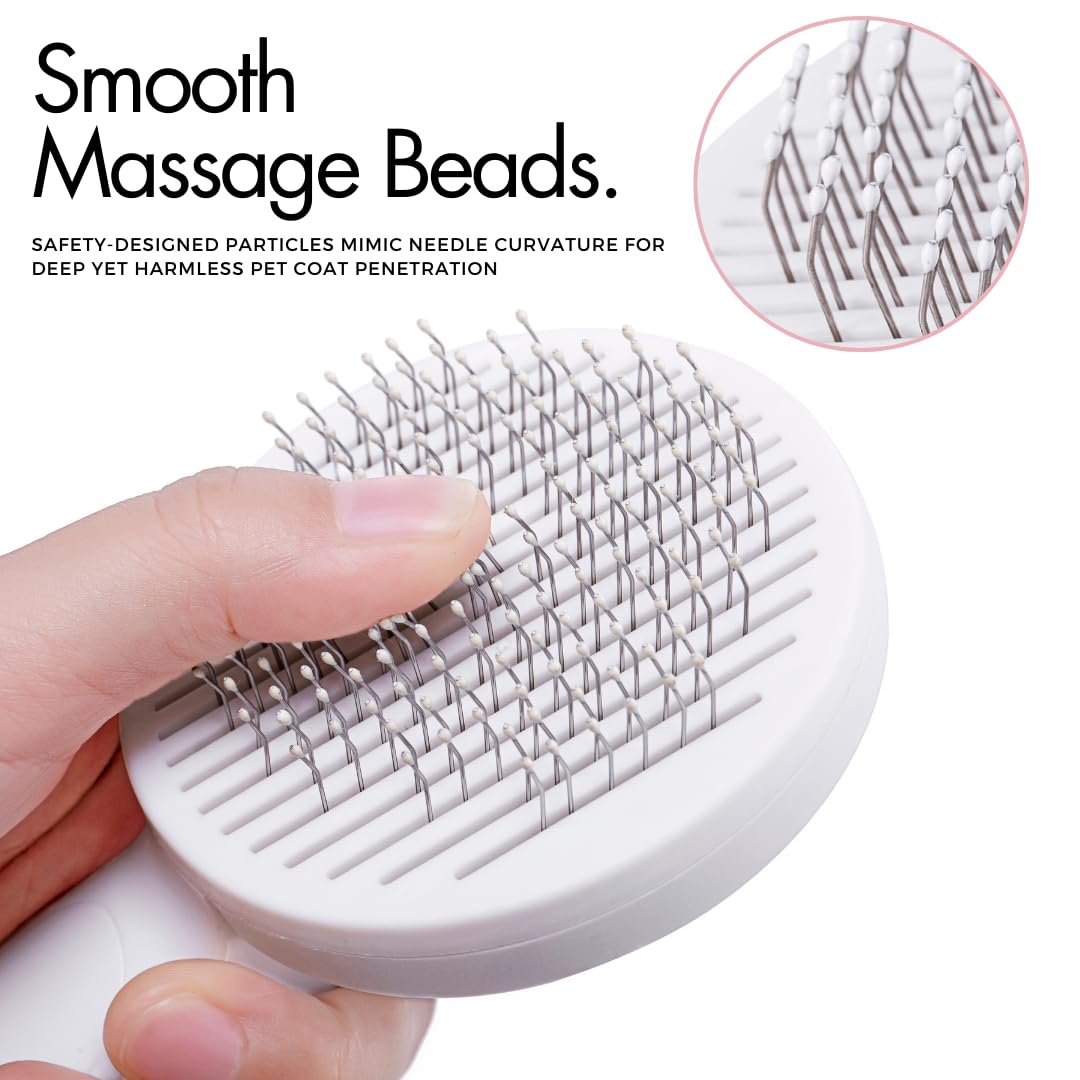 Self-cleaning slicker brush detail