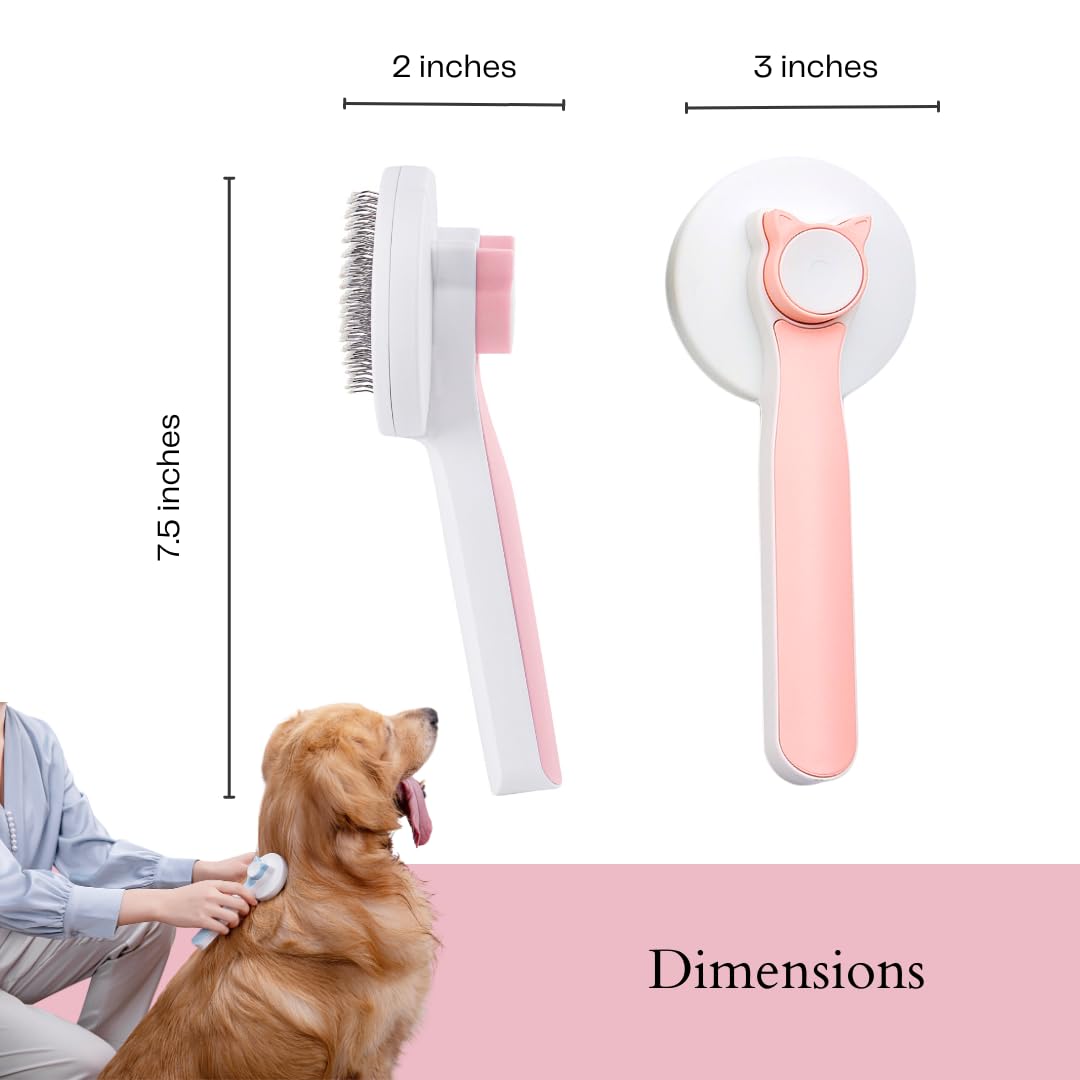 Self-cleaning slicker brush detail