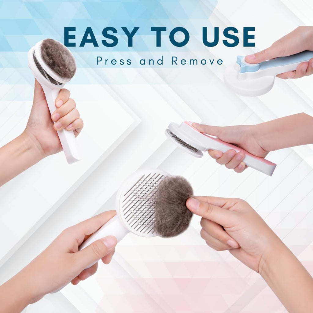 Self-cleaning slicker brush detail